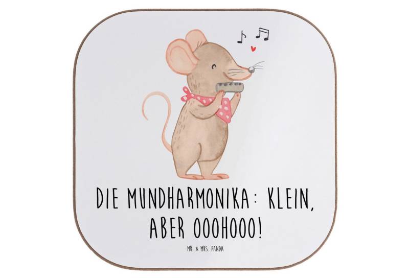 Mr. & Mrs. Panda Getränkeuntersetzer Mundharmonika Ohooo, Untersetzer Glas, Weiß, Glas, Atemtechnik, Lerne, Packung, 1-tlg. von Mr. & Mrs. Panda