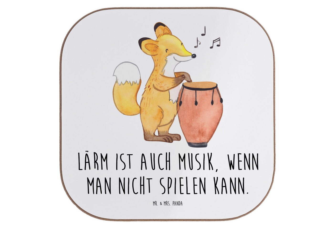 Mr. & Mrs. Panda Getränkeuntersetzer Schlagzeug Lärm, Untersetzer Gläser, Weiß, Präsenz, Tassenuntersetzer, Packung, 1-tlg. von Mr. & Mrs. Panda