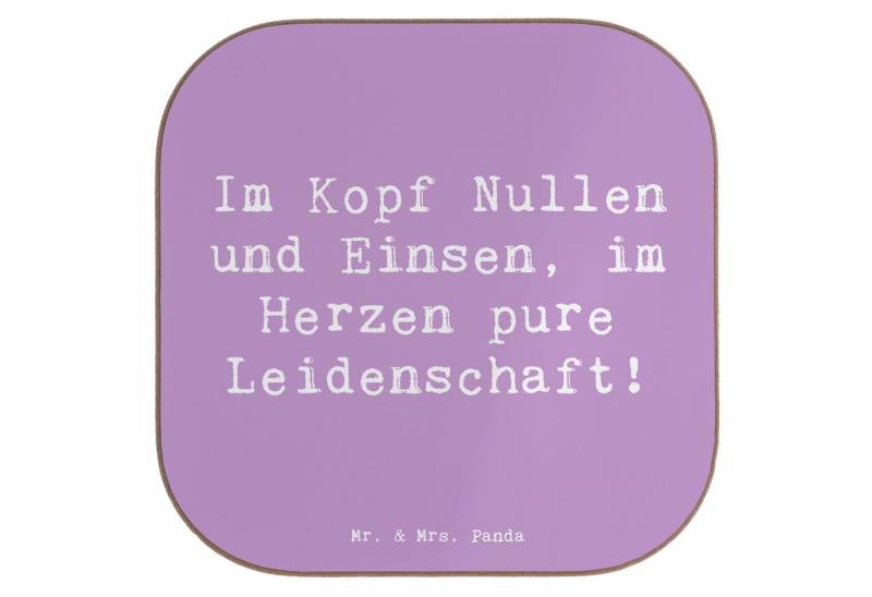 Mr. & Mrs. Panda Getränkeuntersetzer Programmierer Herz - Lavendeltraum - Geschenk, Untersetzer Holz, IT-B, 1-tlg., Handgezeichnete Motive von Mr. & Mrs. Panda