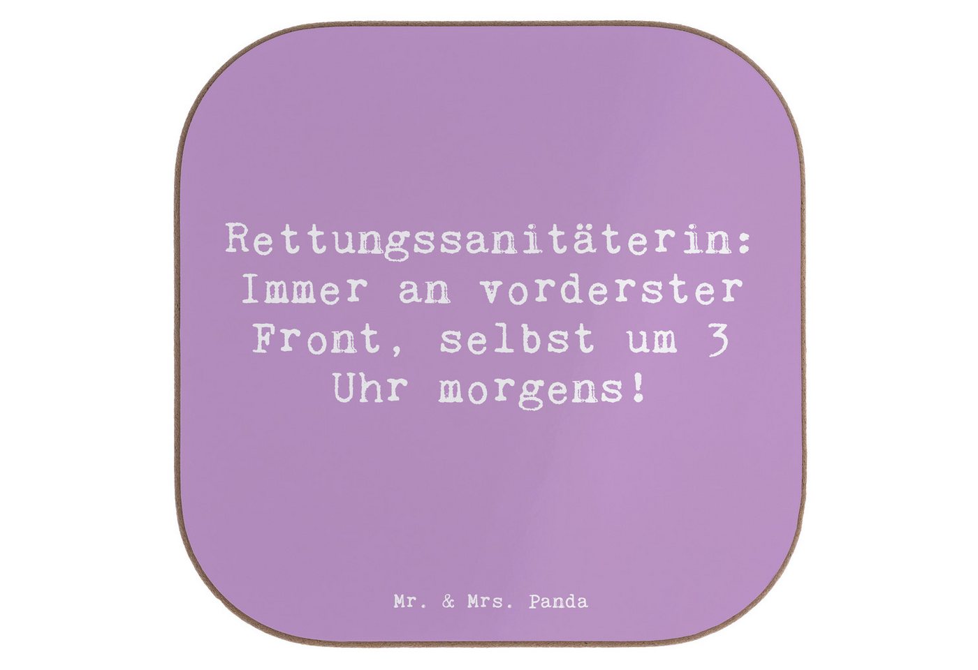 Mr. & Mrs. Panda Getränkeuntersetzer Rettungssanitäterin: Immer an vorderster Front, selbst um 3 Uhr morge, 1-tlg., Handgezeichnete Motive von Mr. & Mrs. Panda