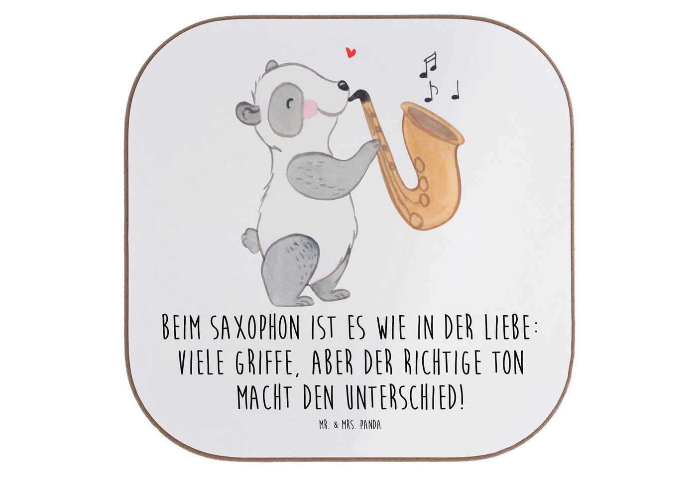 Mr. & Mrs. Panda Getränkeuntersetzer Saxophon Liebe, Untersetzer für Gläser, Weiß, Tradition, Musikrichtun, Packung, 1-tlg. von Mr. & Mrs. Panda