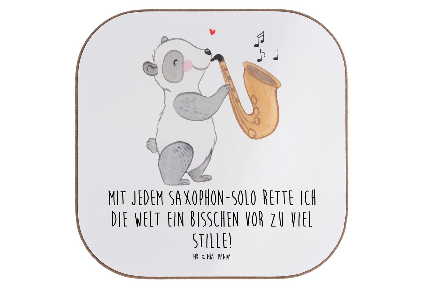 Mr. & Mrs. Panda Getränkeuntersetzer Saxophon Magie, Untersetzer Glas, Weiß, Tassen, Klangwelt, Blues, Ins, Packung, 1-tlg. von Mr. & Mrs. Panda