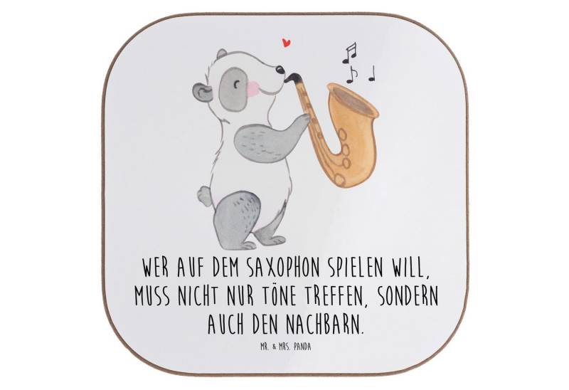 Mr. & Mrs. Panda Getränkeuntersetzer Saxophon Spieler, Untersetzer für Gläser, Weiß, Lernen, Gläser, weinu, Packung, 1-tlg. von Mr. & Mrs. Panda