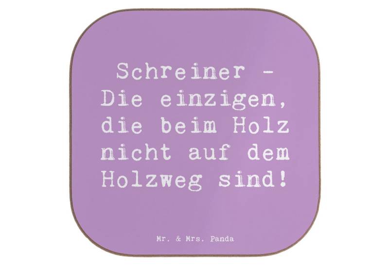Mr. & Mrs. Panda Getränkeuntersetzer Schreiner - Die einzigen, die beim Holz nicht auf dem Holzweg sind! -, 1-tlg., Liebevolle Motive von Mr. & Mrs. Panda