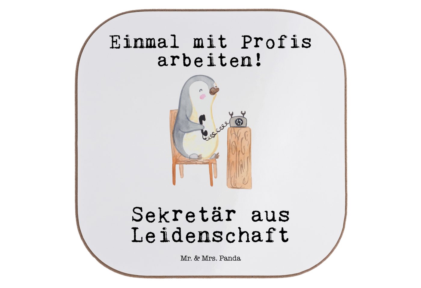 Mr. & Mrs. Panda Getränkeuntersetzer Sekretär Leidenschaft - Weiß - Geschenk, Danke, Kollegin, Bierdeckel, 1-tlg., Liebevolle Motive von Mr. & Mrs. Panda