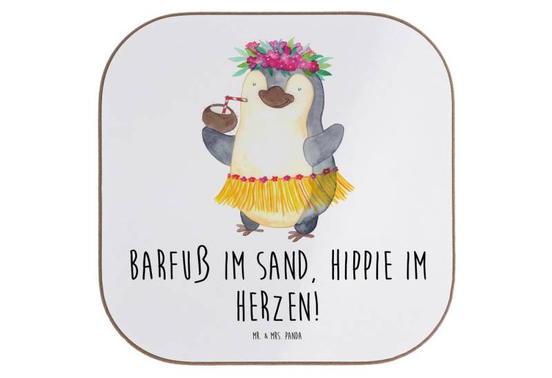 Mr. & Mrs. Panda Getränkeuntersetzer Sommer Hippie - Weiß - Geschenk, Freigeist, Untersetzer Holz, Strand, 1-tlg., Robustes Material von Mr. & Mrs. Panda