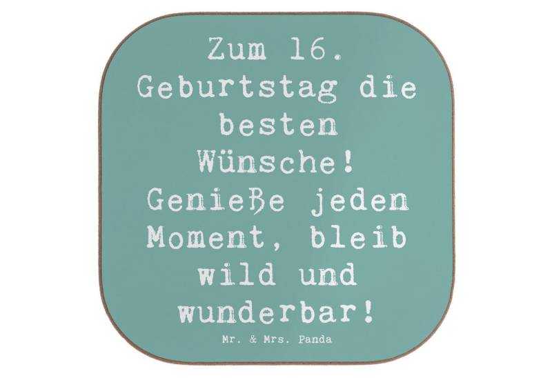 Mr. & Mrs. Panda Getränkeuntersetzer Spruch 16. Geburtstag Glück - Meeresbrise - Geschenk, Erwachsenwerden, 1-tlg., Innovative Designs von Mr. & Mrs. Panda