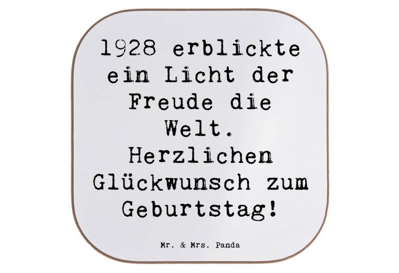 Mr. & Mrs. Panda Getränkeuntersetzer Spruch 1928 Geburtstag Freude - Weiß - Geschenk, Untersetzer Holz, no, 1-tlg. von Mr. & Mrs. Panda