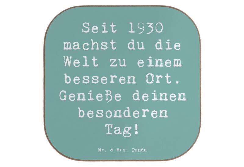 Mr. & Mrs. Panda Getränkeuntersetzer Spruch 1930 Geburtstag - Meeresbrise - Geschenk, besonderen Tag genie, 1-tlg. von Mr. & Mrs. Panda