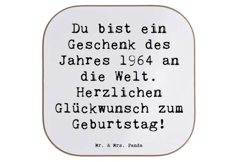 Mr. & Mrs. Panda Getränkeuntersetzer Spruch 1964 Geburtstag Geschenk - Weiß - Geburtstagsspruch 1964, Glas, 1-tlg. von Mr. & Mrs. Panda