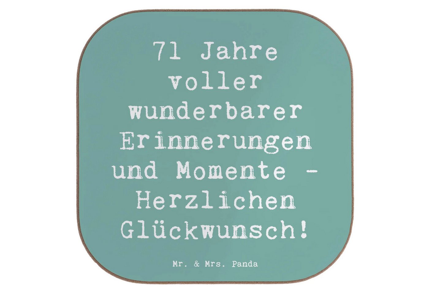 Mr. & Mrs. Panda Getränkeuntersetzer Spruch 71. Geburtstag Erinnerungen - Meeresbrise - Geschenk, herzerwä, Packung, 1-tlg., Hochwertige Oberfläche Mr. & Mrs. Panda Getränkeuntersetzer Spruch 71. Geburtstag Erinnerungen - Meeresbrise - Geschenk, herzerwä, Packung, 1-tlg., Hochwertige Oberfläche von Mr. & Mrs. Panda