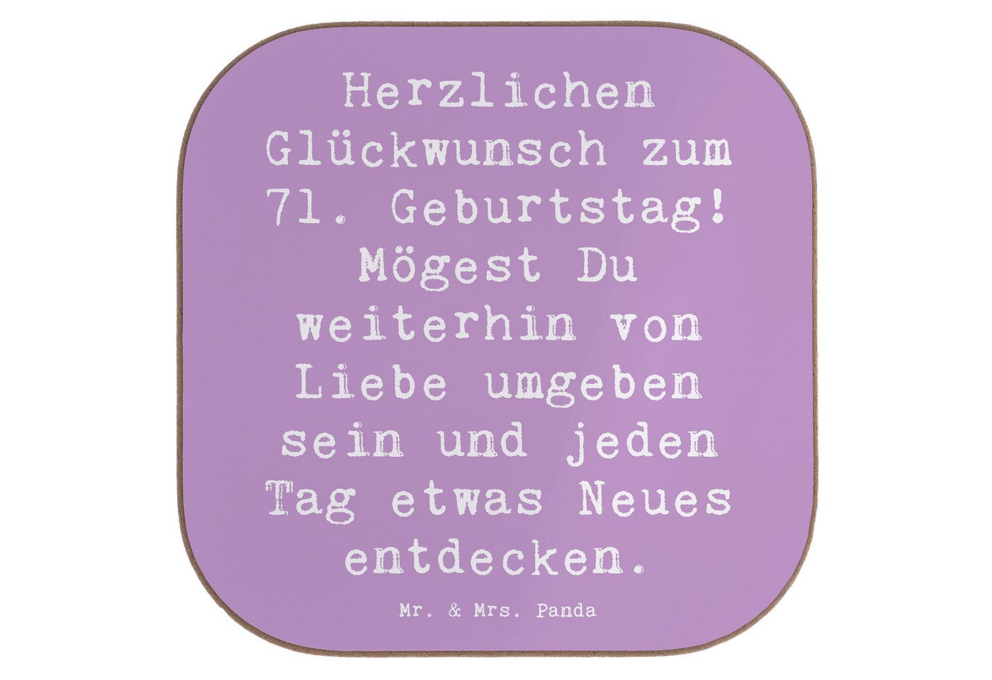Mr. & Mrs. Panda Getränkeuntersetzer Spruch 71. Geburtstag Freude - Lavendeltraum - Geschenk, Liebe, Geträ, 1-tlg., Innovative Designs Mr. & Mrs. Panda Getränkeuntersetzer Spruch 71. Geburtstag Freude - Lavendeltraum - Geschenk, Liebe, Geträ, 1-tlg., Innovative Designs von Mr. & Mrs. Panda