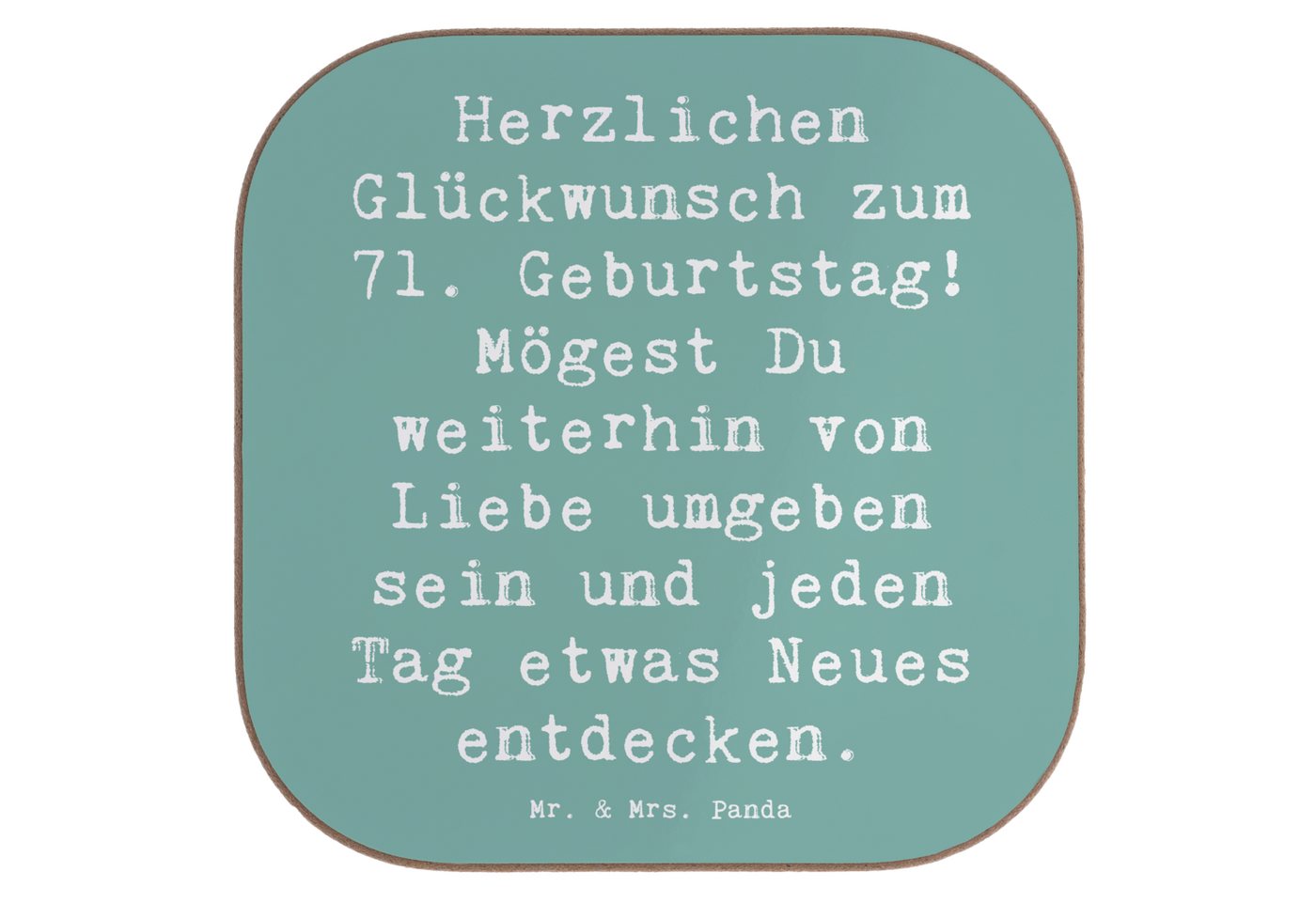 Mr. & Mrs. Panda Getränkeuntersetzer Spruch 71. Geburtstag Freude - Meeresbrise - Geschenk, Herzlichen Glü, Packung, 1-tlg., Hochwertige Oberfläche Mr. & Mrs. Panda Getränkeuntersetzer Spruch 71. Geburtstag Freude - Meeresbrise - Geschenk, Herzlichen Glü, Packung, 1-tlg., Hochwertige Oberfläche von Mr. & Mrs. Panda