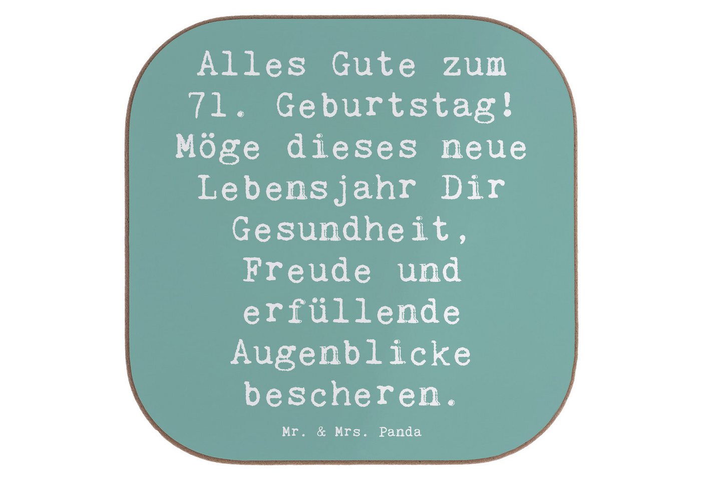 Mr. & Mrs. Panda Getränkeuntersetzer Spruch 71. Geburtstag - Meeresbrise - Geschenk, sgrüße, Korkuntersetz, Packung, 1-tlg., Kreatives Design Mr. & Mrs. Panda Getränkeuntersetzer Spruch 71. Geburtstag - Meeresbrise - Geschenk, sgrüße, Korkuntersetz, Packung, 1-tlg., Kreatives Design von Mr. & Mrs. Panda