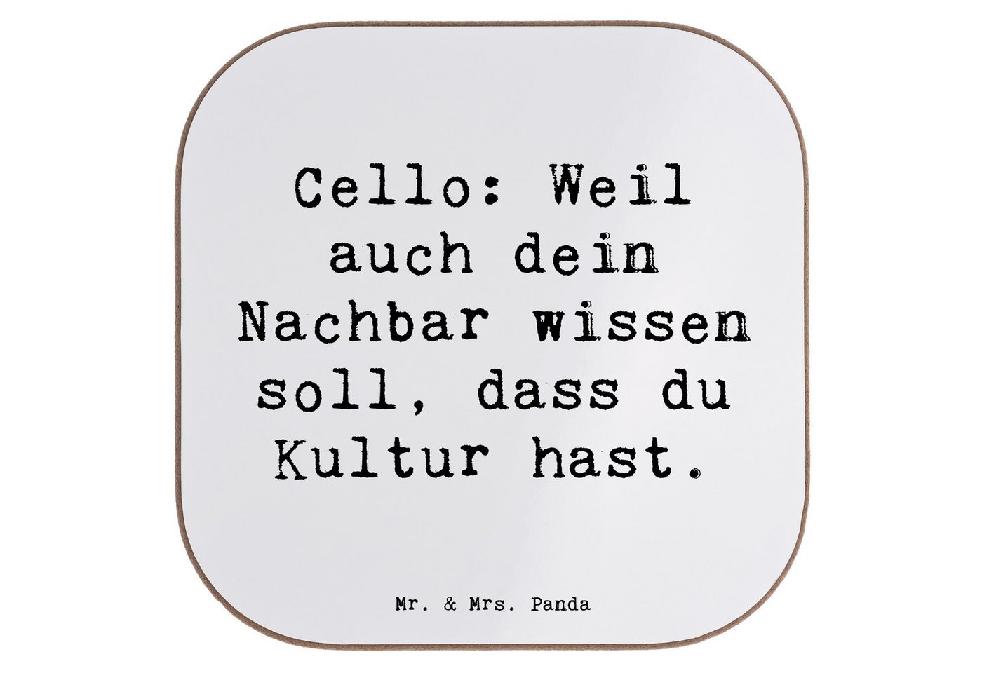 Mr. & Mrs. Panda Getränkeuntersetzer Spruch Cello Kultur, Untersetzer Gläser, Weiß, Musikinstrument, Orche, Packung, 1-tlg. von Mr. & Mrs. Panda