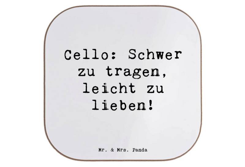 Mr. & Mrs. Panda Getränkeuntersetzer Spruch Cello Liebe - Weiß - Geschenk, Musik, Untersetzer Holz, Musikl, Packung, 1-tlg., Stilvolles Design von Mr. & Mrs. Panda