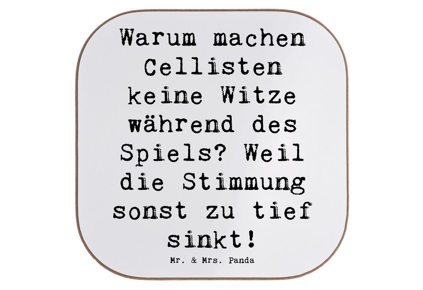 Mr. & Mrs. Panda Getränkeuntersetzer Spruch Cello Witz Verdorben, Untersetzer für Gläser, Weiß, Musikinstr, Packung, 1-tlg. von Mr. & Mrs. Panda