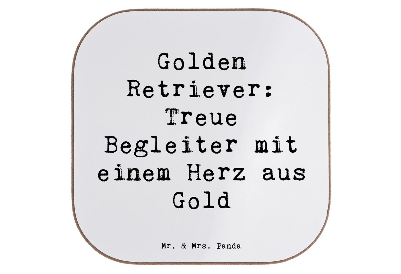 Mr. & Mrs. Panda Getränkeuntersetzer Spruch Golden Retriever Freund - Weiß - Geschenk, liebevolle Natur, w, 1-tlg. von Mr. & Mrs. Panda