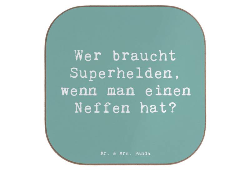 Mr. & Mrs. Panda Getränkeuntersetzer Spruch Neffe Held - Meeresbrise - Geschenk, Untersetzer aus Holz, Ges, 1-tlg. von Mr. & Mrs. Panda