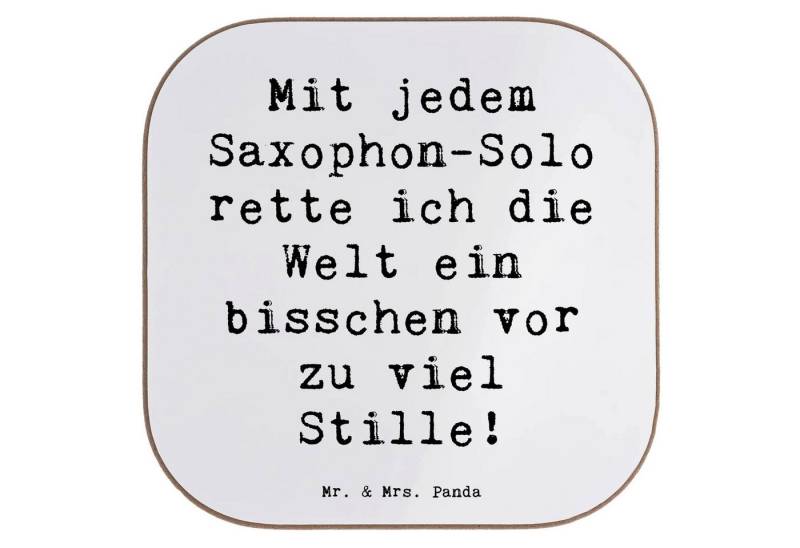 Mr. & Mrs. Panda Getränkeuntersetzer Spruch Saxophon Magie - Weiß - Geschenk, Solo, Untersetzer Holz, Unte, Packung, 1-tlg., Stilvolles Design von Mr. & Mrs. Panda