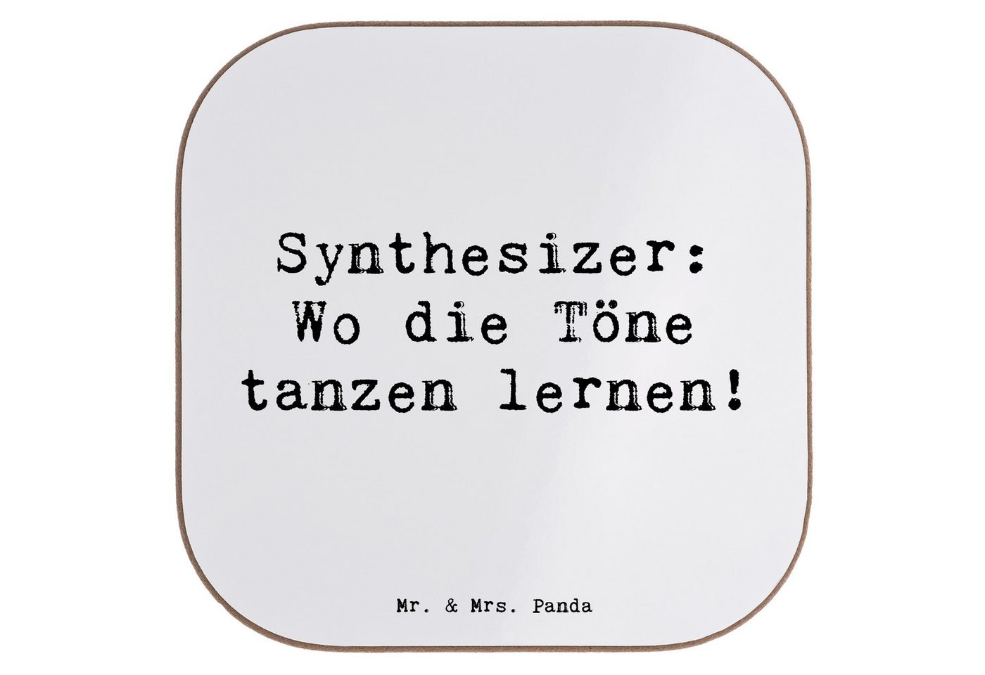 Mr. & Mrs. Panda Getränkeuntersetzer Spruch Synthesizer Tanz, Untersetzer für Gläser, Weiß, Tasse, Tassen, Packung, 1-tlg. von Mr. & Mrs. Panda