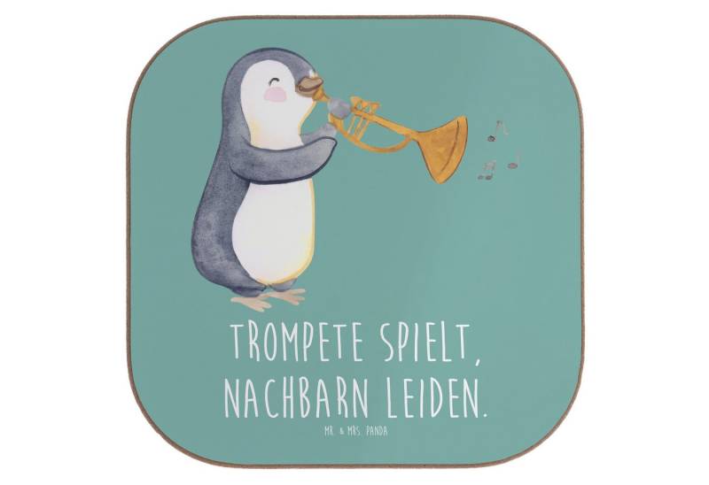 Mr. & Mrs. Panda Getränkeuntersetzer Trompete Freude - Meeresbrise - Geschenk, Musikübung, Untersetzer Glä, 1-tlg., Innovative Designs von Mr. & Mrs. Panda