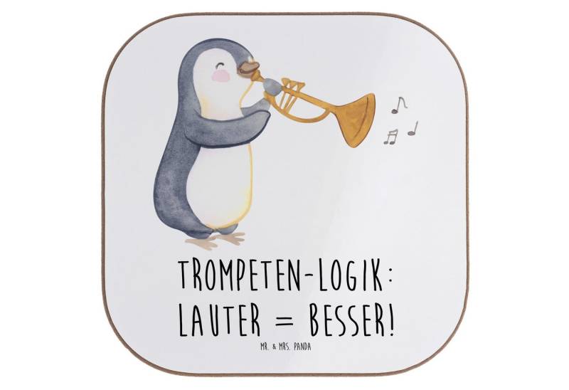 Mr. & Mrs. Panda Getränkeuntersetzer Trompeten Weisheit, Untersetzer für Gläser, Weiß, Blasinstrumente, Mu, Packung, 1-tlg. von Mr. & Mrs. Panda