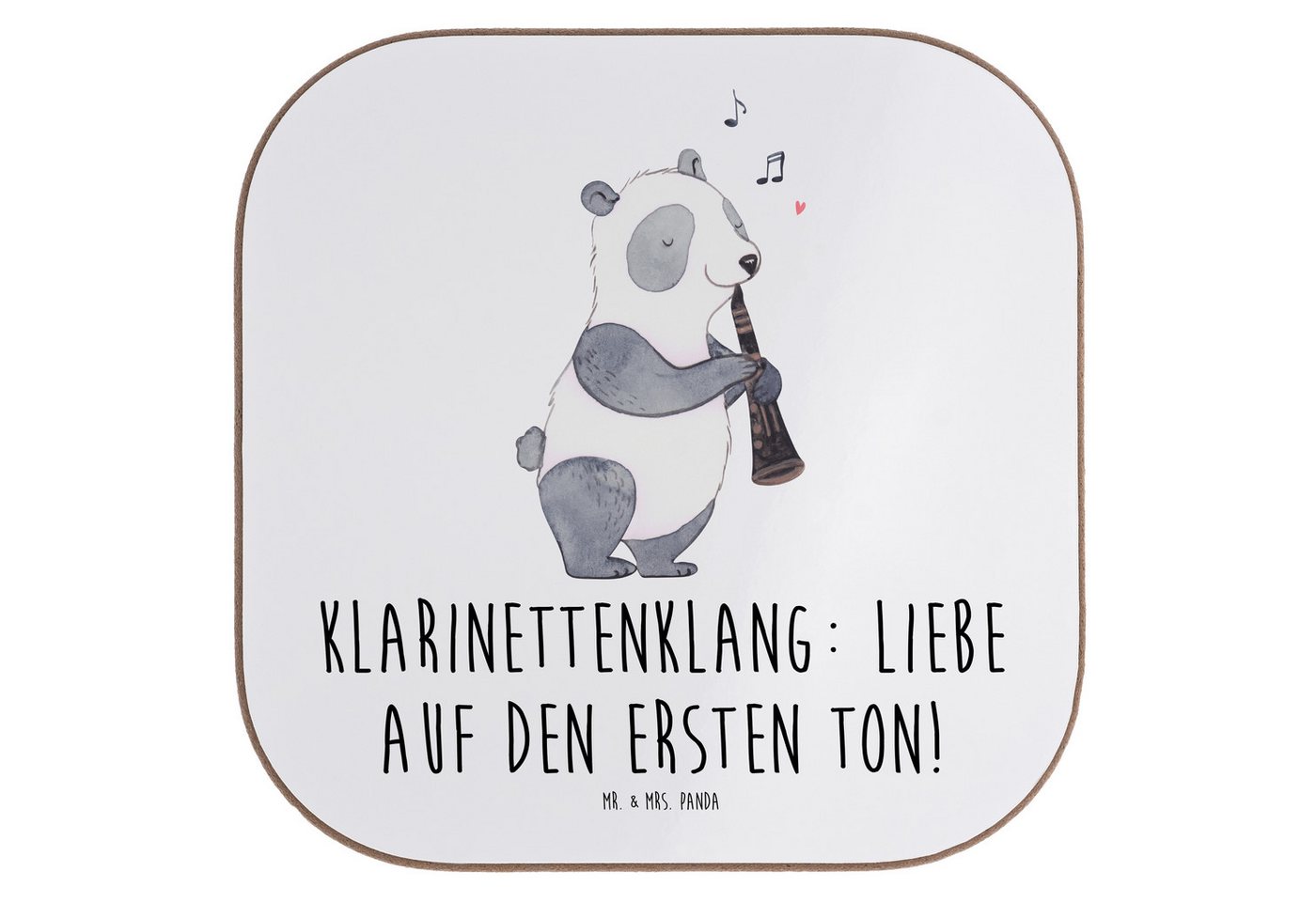 Mr. & Mrs. Panda Getränkeuntersetzer Klarinette Liebe, Untersetzer für Gläser, Weiß, Gläser, Instrument, Packung, 1-tlg. von Mr. & Mrs. Panda