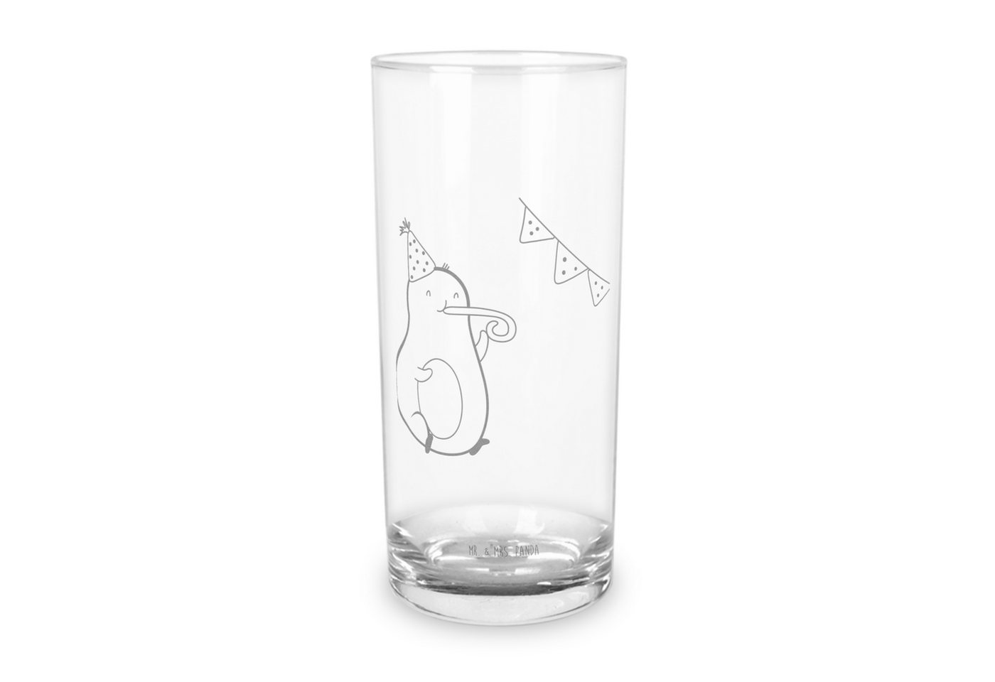 Mr. & Mrs. Panda Glas 200 ml Avocado Party Zeit - Transparent - Geschenk, Wasserglas mit Gr, Premium Glas, Magische Gravuren von Mr. & Mrs. Panda