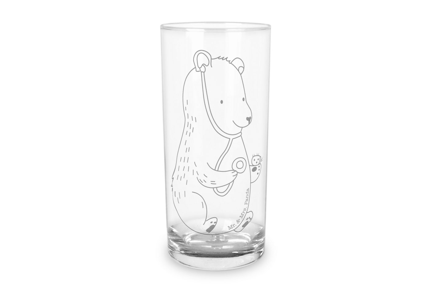 Mr. & Mrs. Panda Glas 200 ml Bär Arzt - Transparent - Geschenk, Glas, Wasserglas mit Gravur, Premium Glas, Stilvolle Gravur von Mr. & Mrs. Panda