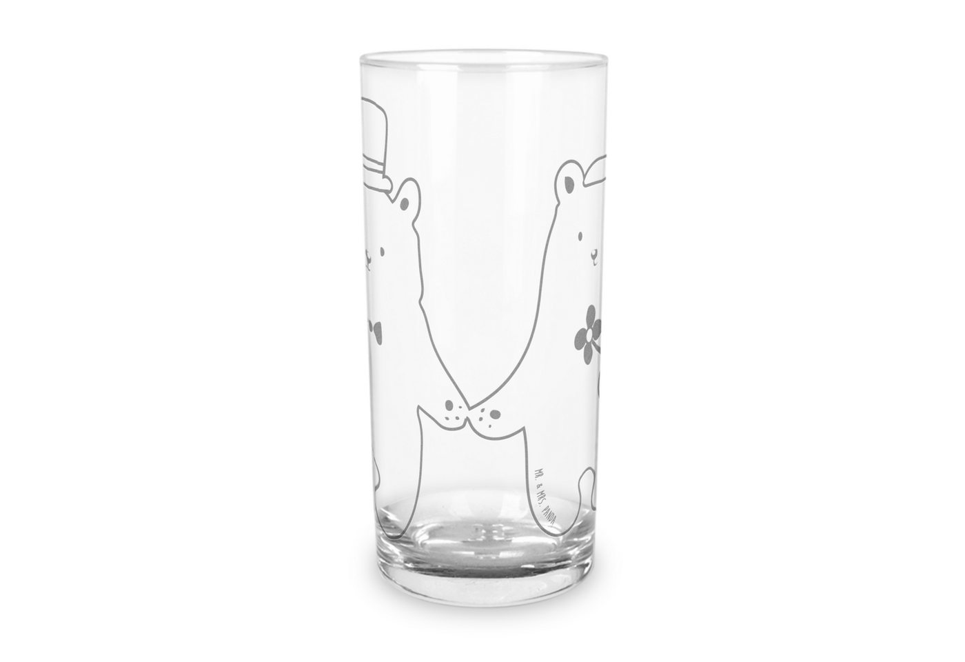 Mr. & Mrs. Panda Glas 200 ml Bär Heirat - Transparent - Geschenk, Wasserglas, Glas, Teddybä, Premium Glas, Stilvolle Gravur von Mr. & Mrs. Panda