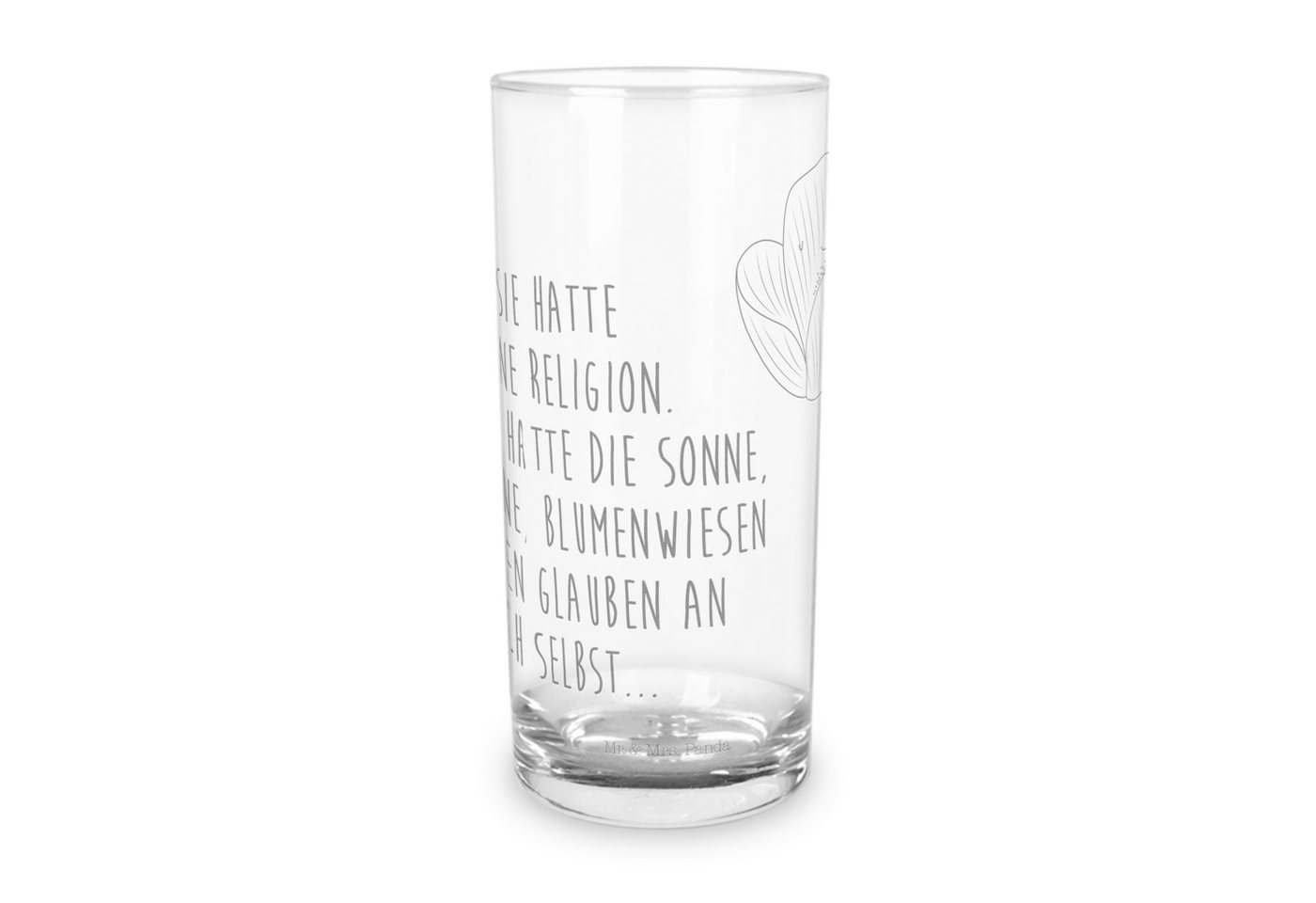 Mr. & Mrs. Panda Glas 200 ml Blume Mohnblume - Transparent - Geschenk, Naturliebe, Blumen D, Premium Glas, Liebevolle Gravur von Mr. & Mrs. Panda