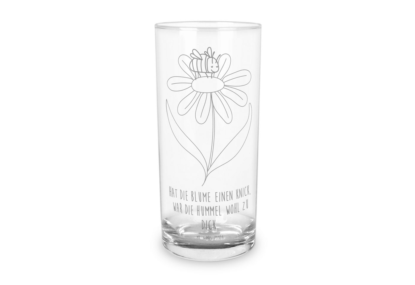 Mr. & Mrs. Panda Glas 200 ml Hummel Blume - Transparent - Geschenk, Flauschig, Wasserglas m, Premium Glas, Magische Gravuren von Mr. & Mrs. Panda