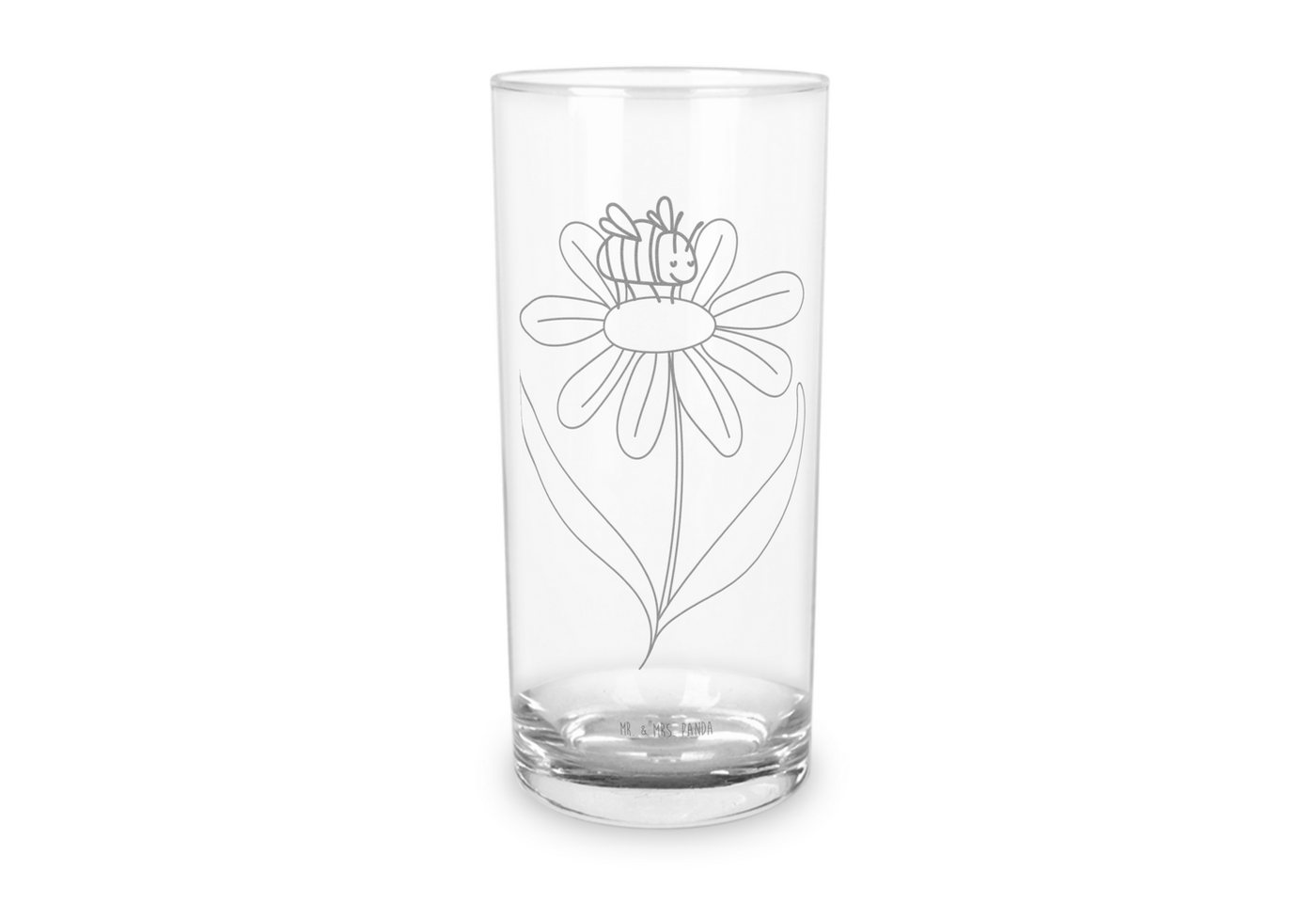 Mr. & Mrs. Panda Glas 200 ml Hummel Blume - Transparent - Geschenk, Hummeln, Wasserglas, Gl, Premium Glas, Einzigartige Gravur von Mr. & Mrs. Panda