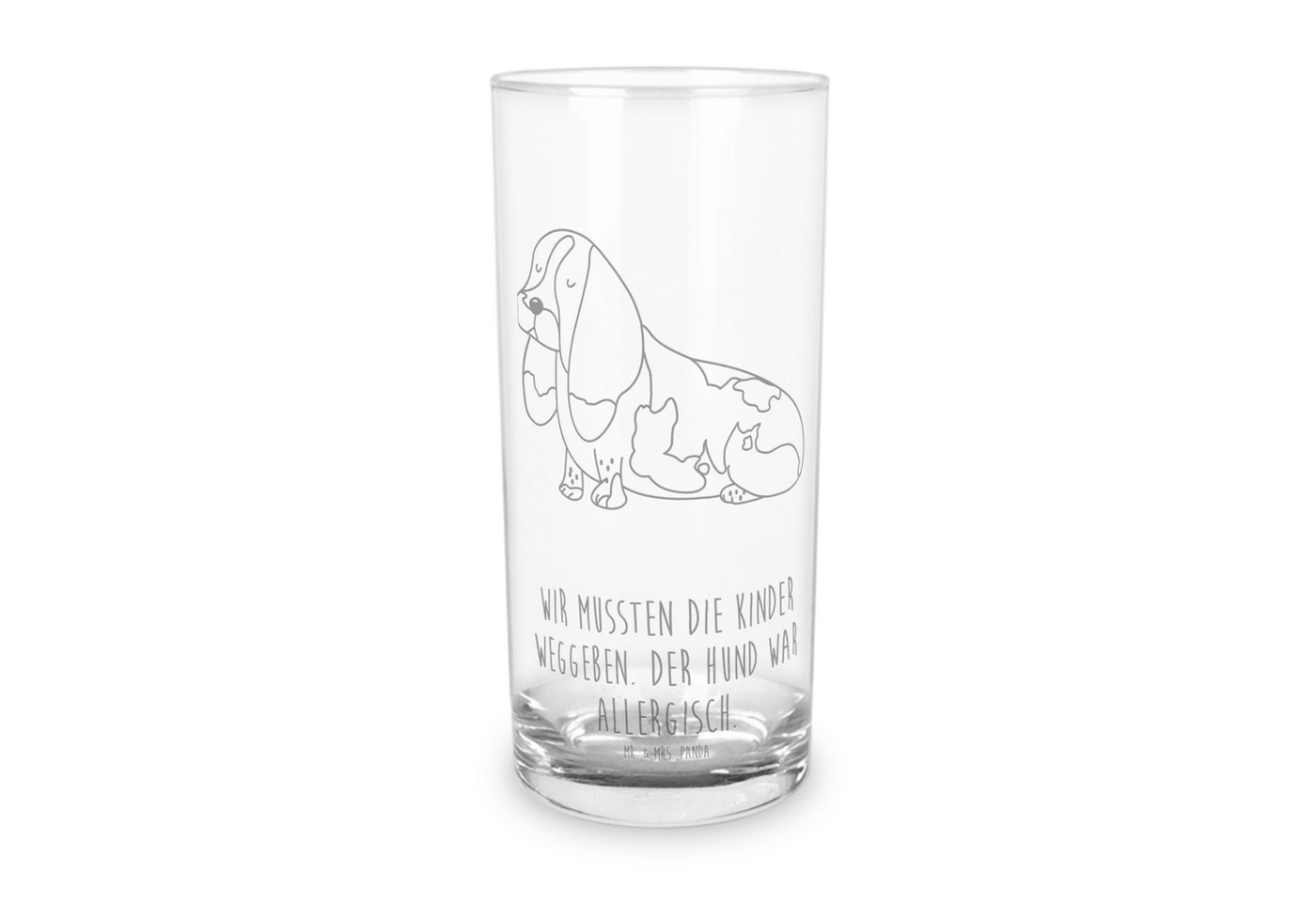 Mr. & Mrs. Panda Glas 200 ml Hund Basset Hound - Transparent - Geschenk, geschecktes Fell, Premium Glas, Magische Gravuren von Mr. & Mrs. Panda