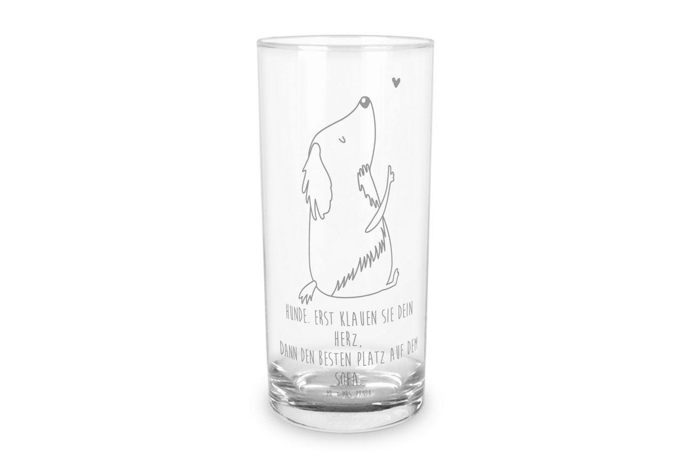 Mr. & Mrs. Panda Glas 200 ml Hund Liebe - Transparent - Geschenk, Wasserglas mit Gravur, Hu, Premium Glas, Stilvolle Gravur von Mr. & Mrs. Panda