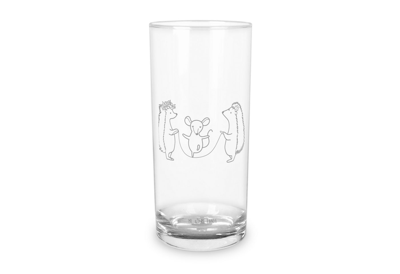 Mr. & Mrs. Panda Glas 200 ml Igel Seilhüpfen - Transparent - Geschenk, Kinder, Wasserglas m, Premium Glas, Magische Gravuren von Mr. & Mrs. Panda