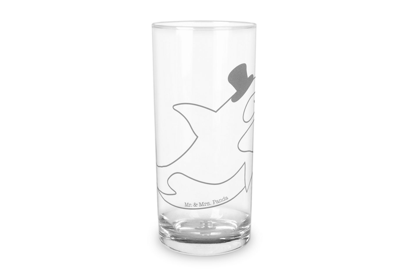 Mr. & Mrs. Panda Glas 200 ml Orca Zylinder - Transparent - Geschenk, Wasserglas, Konfetti, Premium Glas, Liebevolle Gravur von Mr. & Mrs. Panda