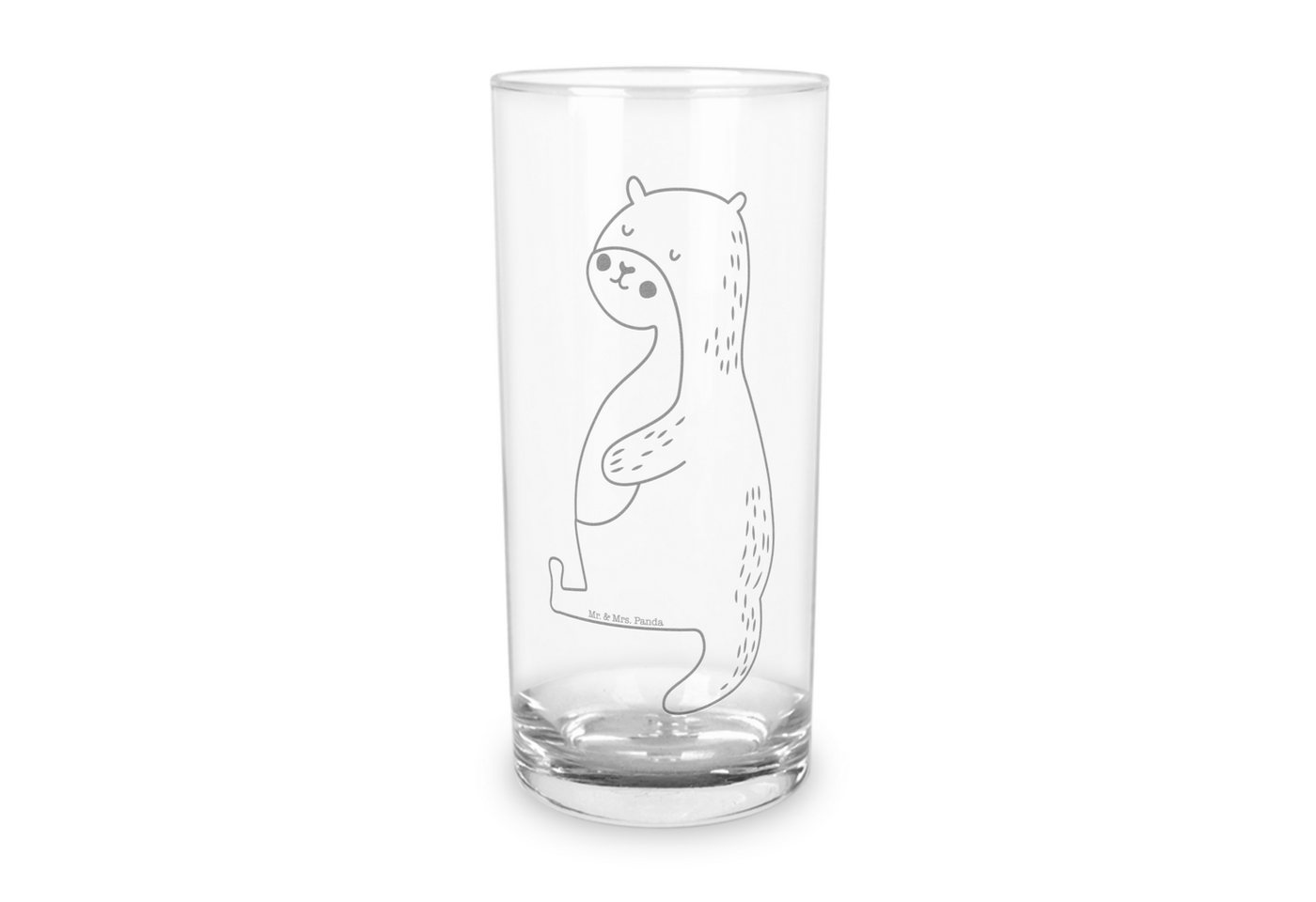 Mr. & Mrs. Panda Glas 200 ml Otter Bauch - Transparent - Geschenk, dick, Wasserglas, Glas, Premium Glas, Magische Gravuren von Mr. & Mrs. Panda