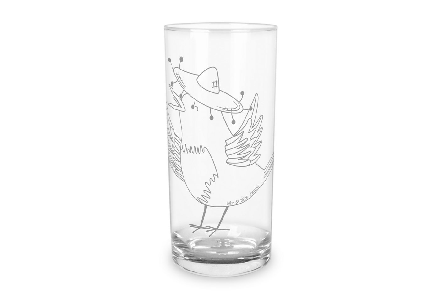 Mr. & Mrs. Panda Glas 200 ml Rabe Sombrero - Transparent - Geschenk, Wasserglas, Tiere, frö, Premium Glas, Liebevolle Gravur von Mr. & Mrs. Panda