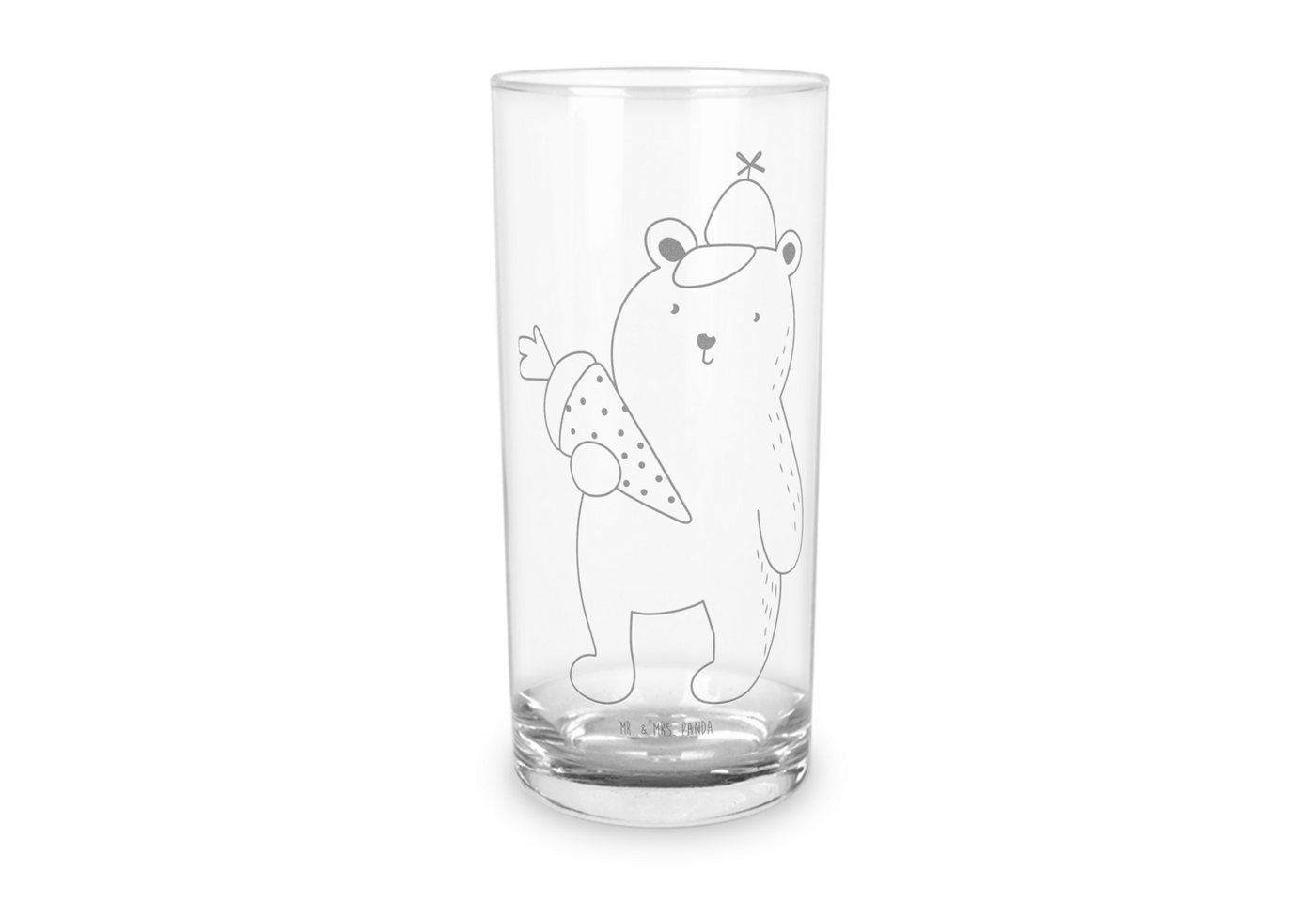 Mr. & Mrs. Panda Glas 400 ml Bär Schultüte - Transparent - Geschenk, Wasserglas, Wasserglas, Premium Glas, Inspirierende Gravur von Mr. & Mrs. Panda