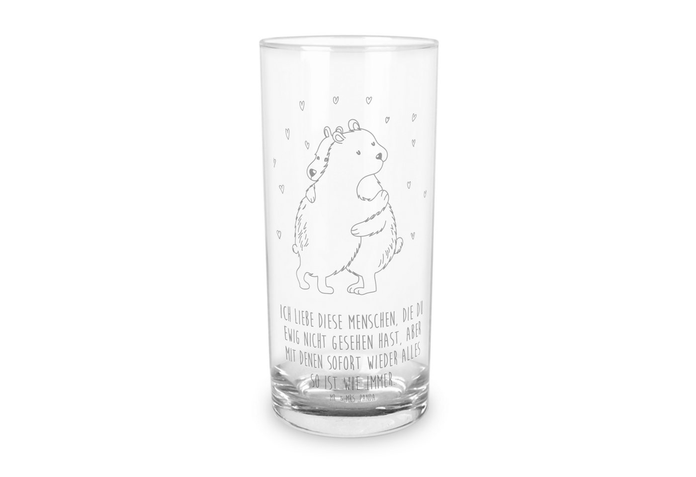 Mr. & Mrs. Panda Glas 400 ml Eisbär Umarmen - Transparent - Geschenk, Wasserglas mit Gravur, Premium Glas, Exklusive Gravur von Mr. & Mrs. Panda