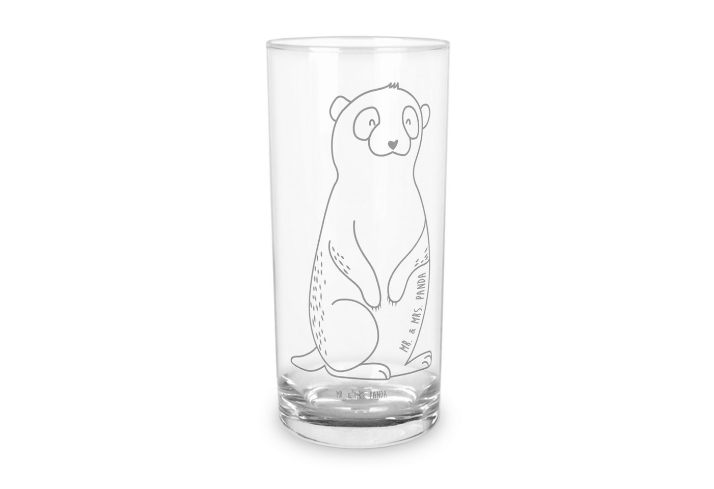Mr. & Mrs. Panda Glas 400 ml Erdmännchen - Transparent - Geschenk, Glas, Wasserglas mit Gra, Premium Glas, Unikat durch Gravur von Mr. & Mrs. Panda
