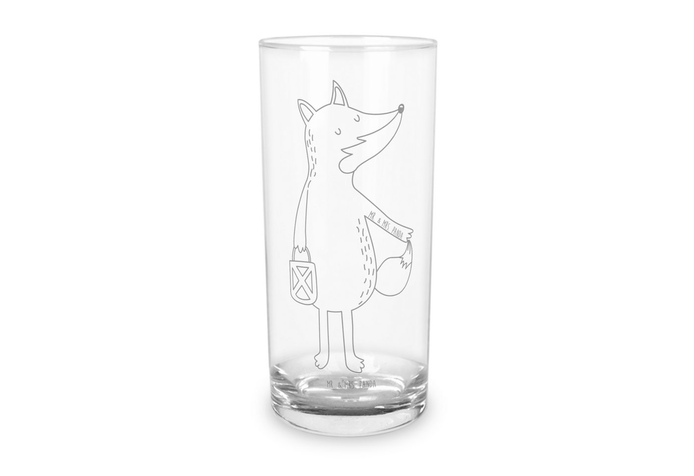 Mr. & Mrs. Panda Glas 400 ml Fuchs Laterne - Transparent - Geschenk, Wasserglas, Spruch trö, Premium Glas, Unikat durch Gravur von Mr. & Mrs. Panda