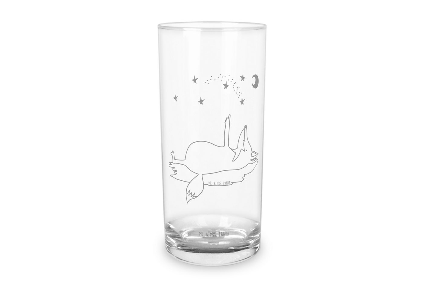 Mr. & Mrs. Panda Glas 400 ml Fuchs Sterne - Transparent - Geschenk, Wasserglas mit Gravur, Premium Glas, Lasergravur von Mr. & Mrs. Panda