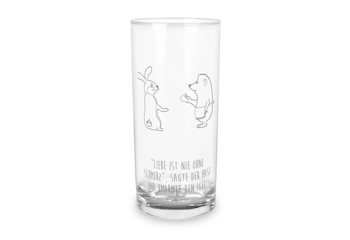 Mr. & Mrs. Panda Glas 400 ml Hase Igel - Transparent - Geschenk, Wasserglas mit Gravur, Tri, Premium Glas, Lasergravur von Mr. & Mrs. Panda