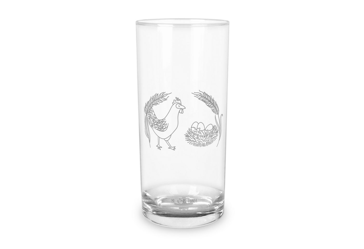 Mr. & Mrs. Panda Glas 400 ml Huhn Stolz - Transparent - Geschenk, Glas, Wasserglas, Hoftier, Premium Glas, Unikat durch Gravur von Mr. & Mrs. Panda