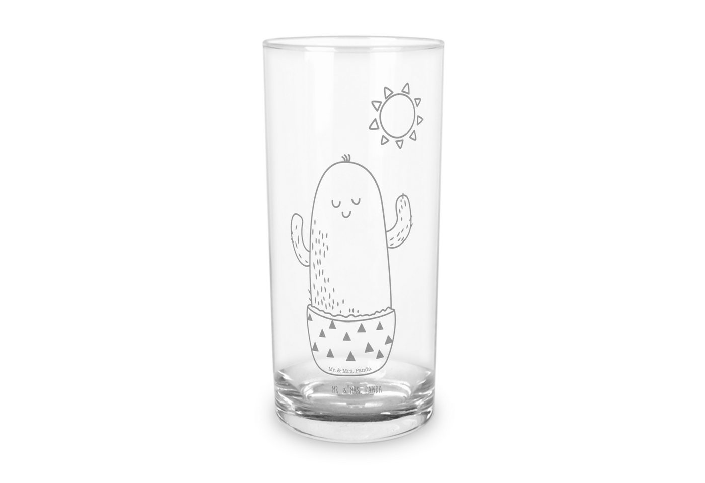 Mr. & Mrs. Panda Glas 400 ml Kaktus Sonne - Transparent - Geschenk, Glas, Wasserglas mit Gr, Premium Glas, Magische Gravur von Mr. & Mrs. Panda