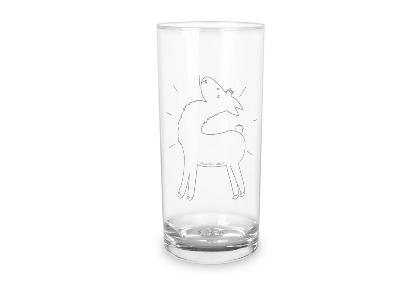 Mr. & Mrs. Panda Glas 400 ml Lama Stolz - Transparent - Geschenk, Wasserglas mit Gravur, Gl, Premium Glas, Exklusive Gravur von Mr. & Mrs. Panda