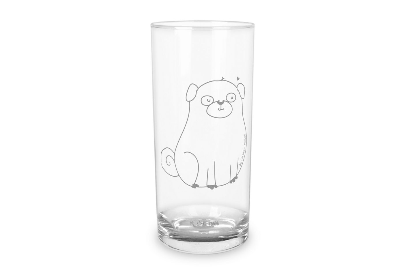 Mr. & Mrs. Panda Glas 400 ml Mops - Transparent - Geschenk, Wasserglas mit Gravur, Glas mit, Premium Glas, Exklusive Gravur von Mr. & Mrs. Panda